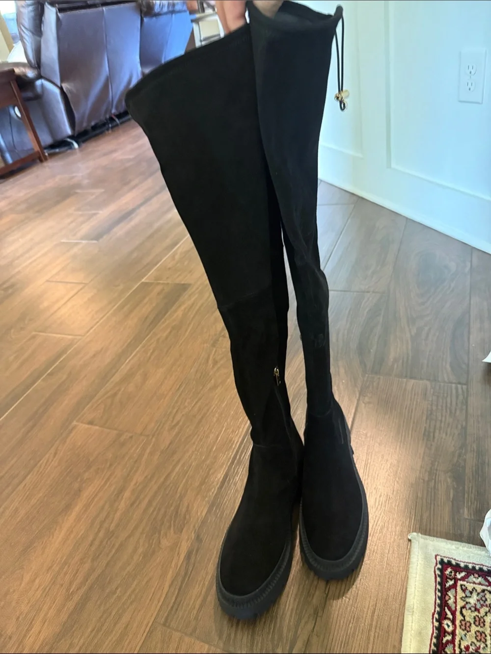 Coach Black Suede Over-the-Knee Lug Sole Boots